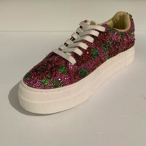 Betsey Johnson Pink and Green Glitter Sneakers